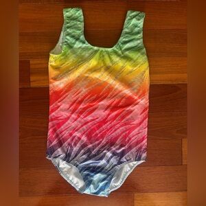 Rainbow Zebra Print Leotard-Size 9/10